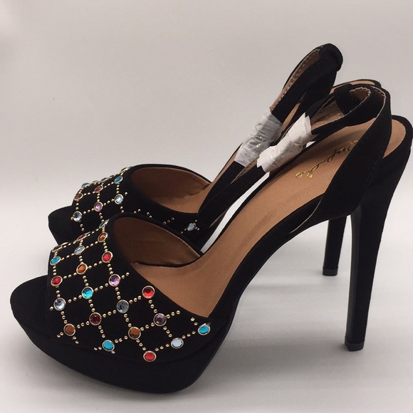 Qupid Ladies Platform Black Suede 5” Heels Pumps Size 7 - Picture 7 of 14